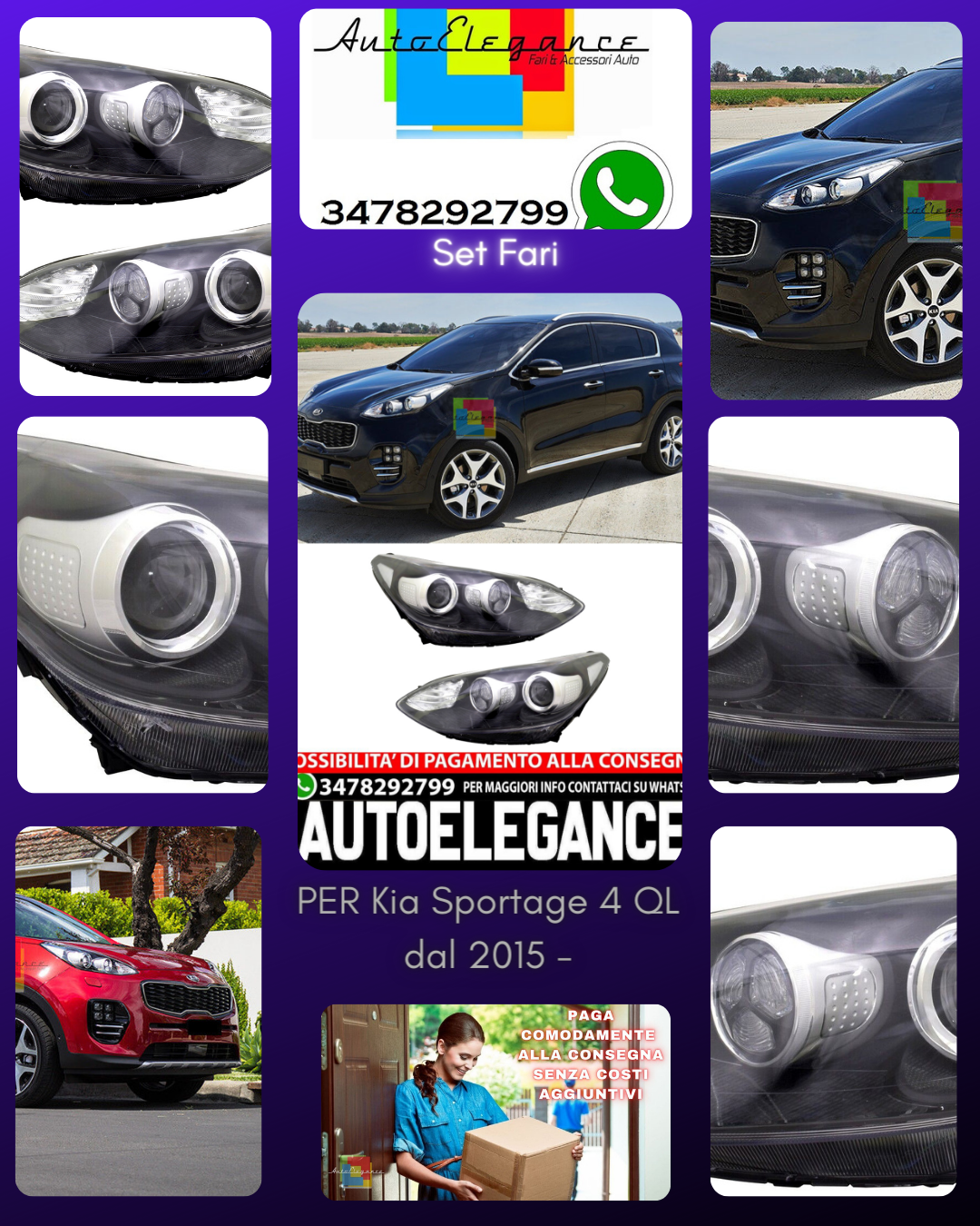 Set Fari per Kia Sportage 4 QL dal 2015 - Motore Alogeno HB3-