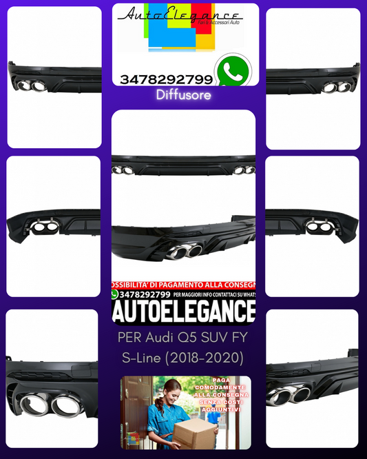 Rear Bumper Diffuser Valance Fit For Audi Q5SUV FY S-Line2018-2020 