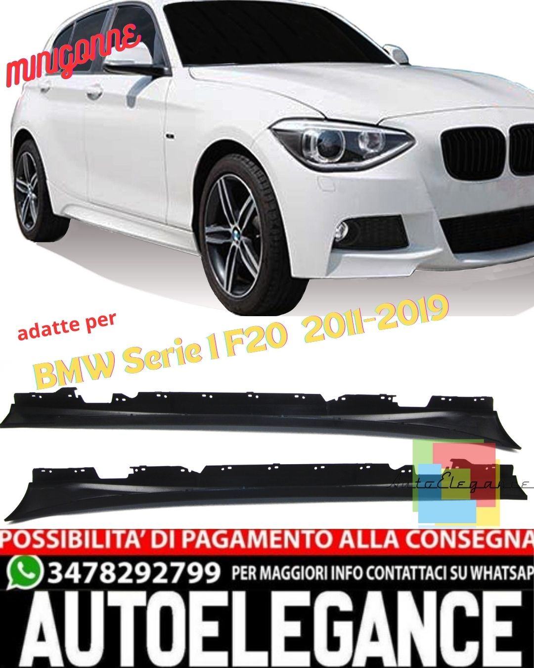 ✨Minigonne laterali adatte per BMW Serie 1 F20, 5 porte, 2011-2019✨