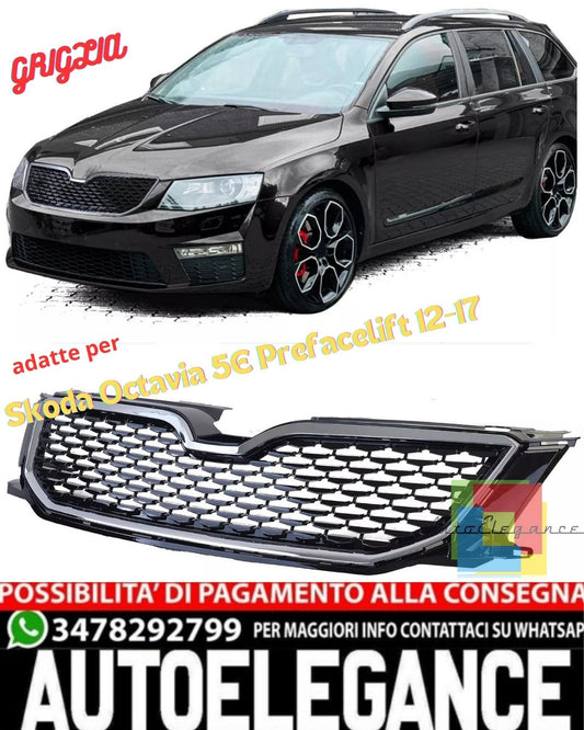 💎Black Chrome Sport Grille suitable for Skoda Octavia 5E Prefacelift 12-17💎 