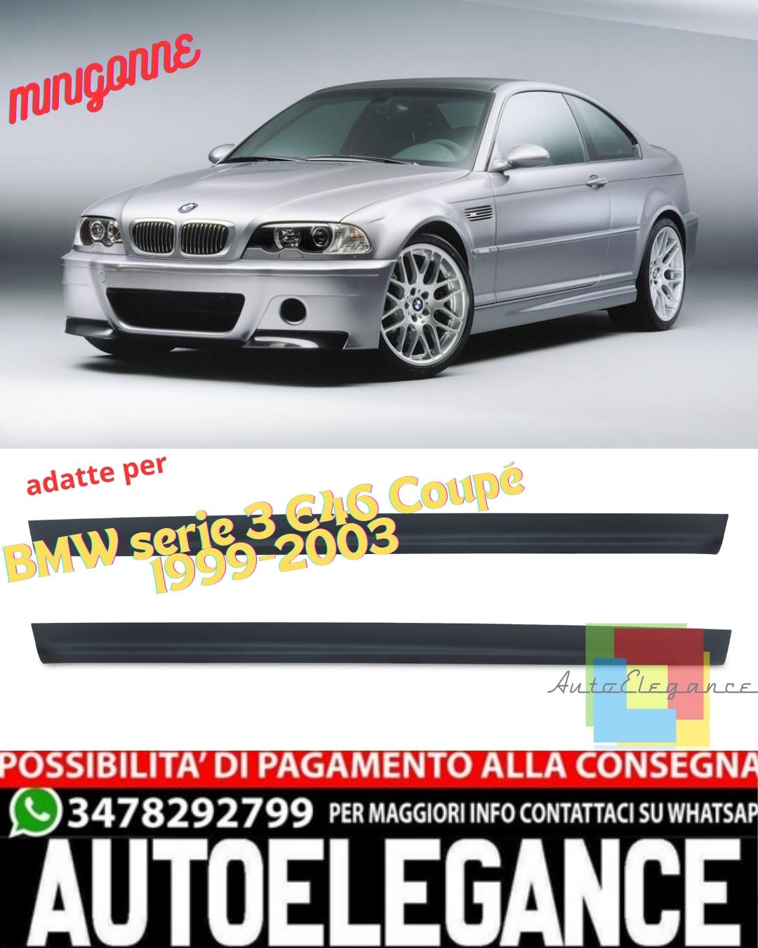 ✨Minigonne adatte per BMW serie 3 E46 Coupé e cabrio 1999-2003✨