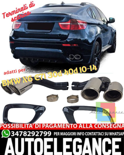 ✨Terminali di scarico doppio tubo cromato per BMW X6 E71 30d 40d 10-14✨