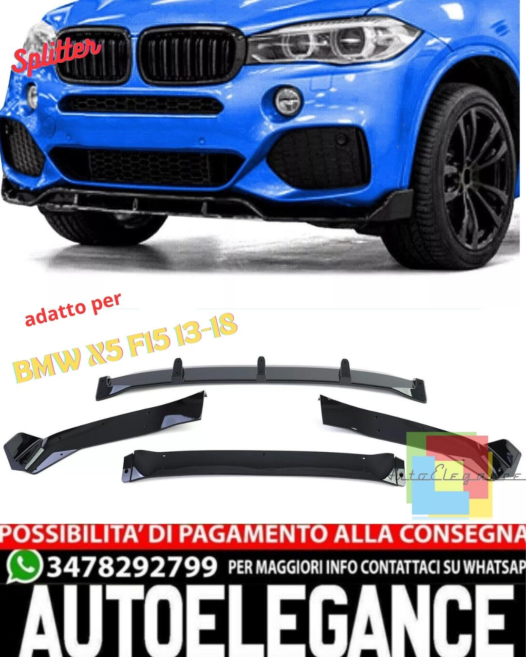 💎Splitter Look Gloss Black Suitable for BMW X5 F15 13-18💎