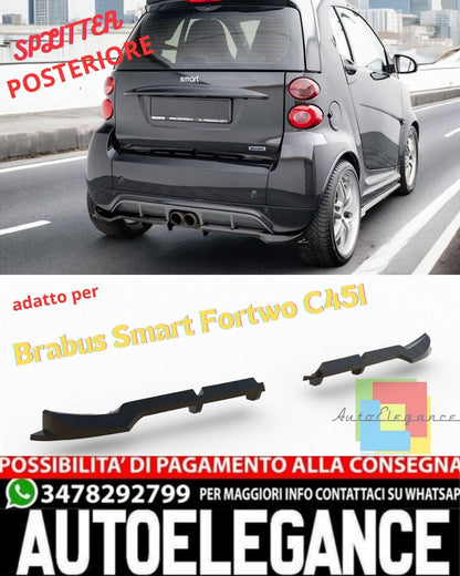 💎Rear splitter with vertical bars Brabus Smart Fortwo C451 Facelift💎