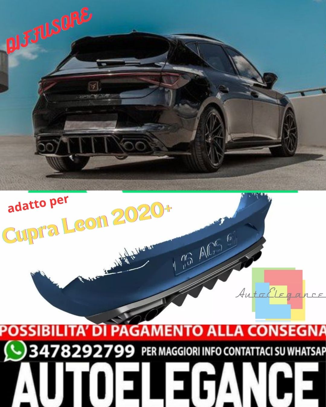 ✨✨2020 Gloss Black Diffuser Suitable for Cupra Leon 2020+✨✨