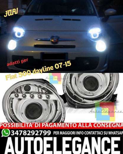 💎Pair of LED headlights SUITABLE FOR fiat 500 dayline 07-15💎