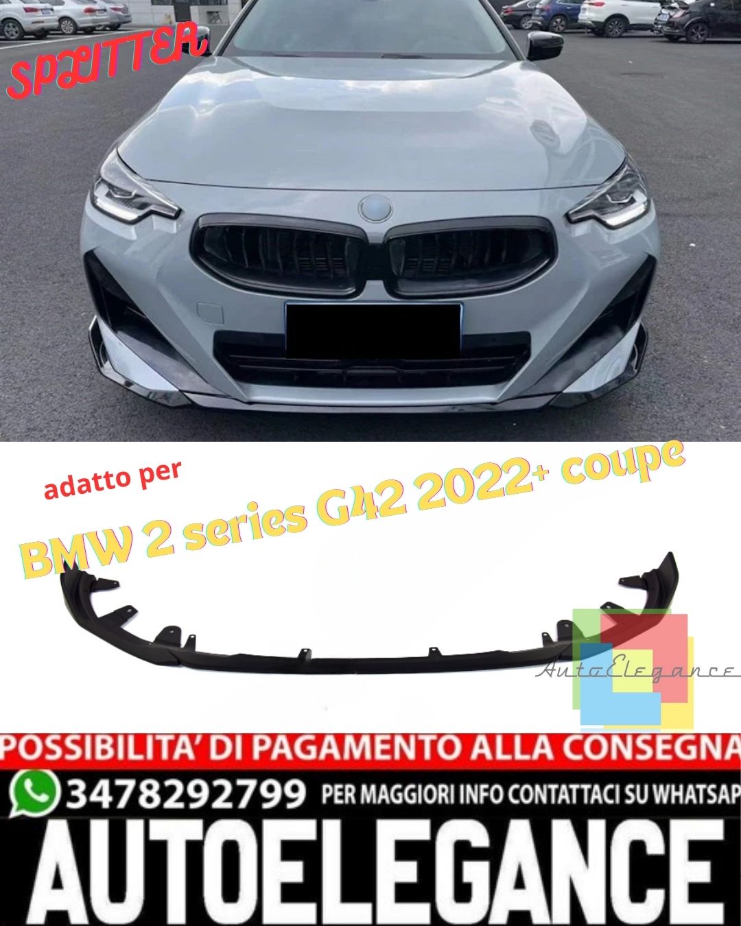 💎SPLITTER ADATO PER BMW 2 series G42 2022+ coupe 💎