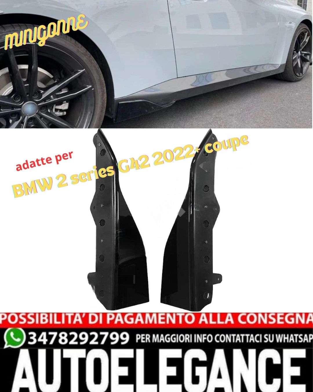 ✨GLOSSY BLACK MINI SKIRTS SUITABLE FOR BMW 2 series G42 2022+ coupe✨