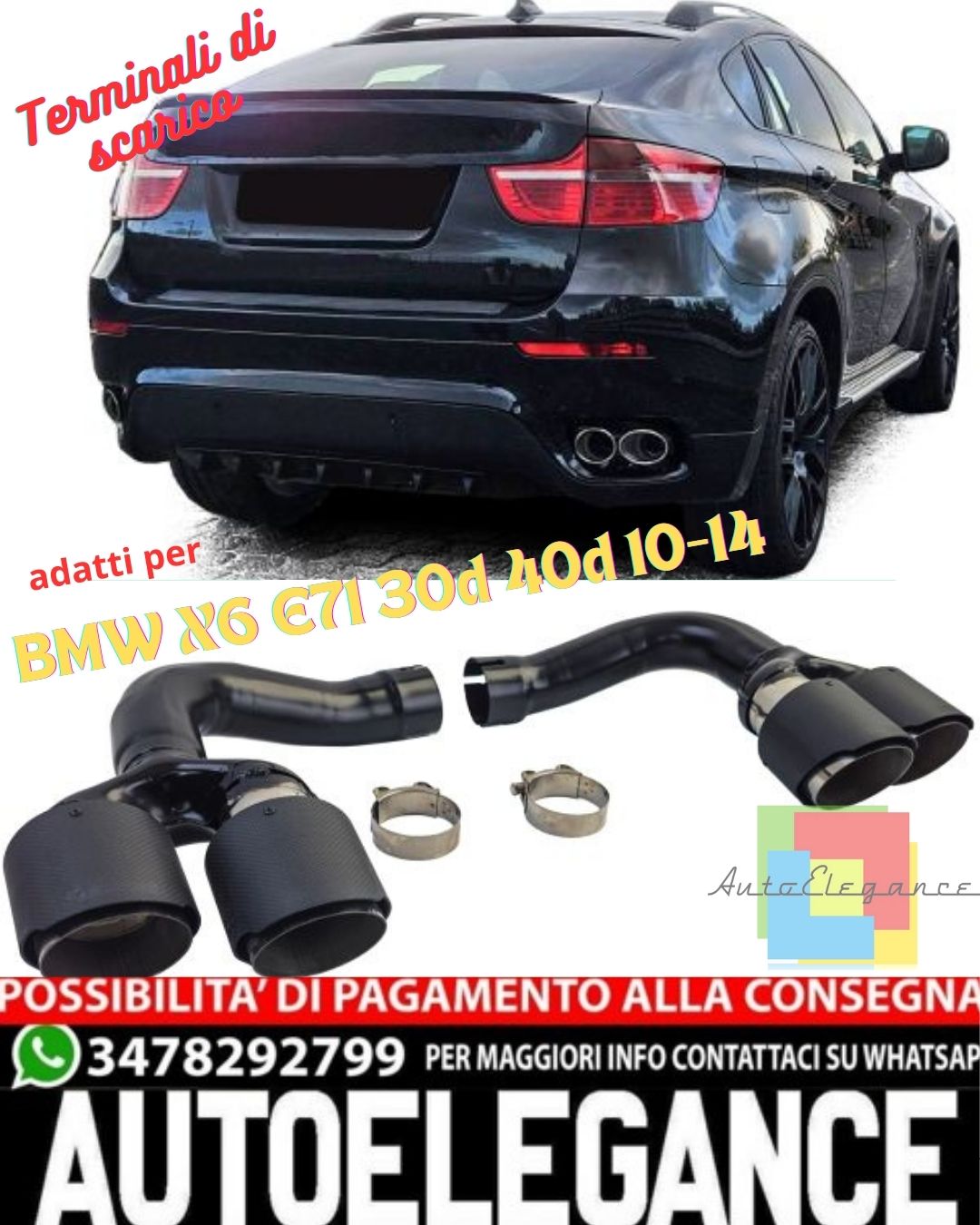 ✨Carbon Fiber Double Pipe Exhaust Tips For BMW X6 E71 2010-2014✨