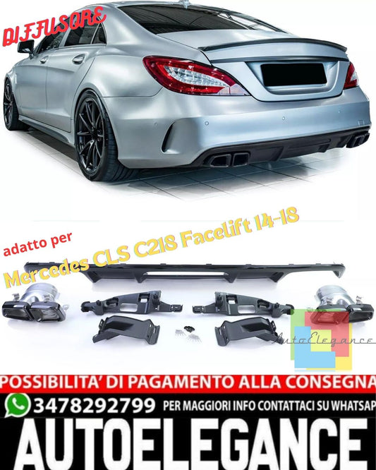💎DIFFUSER + Black Exhaust Tips for Mercedes CLS C218 Facelift 14-18💎