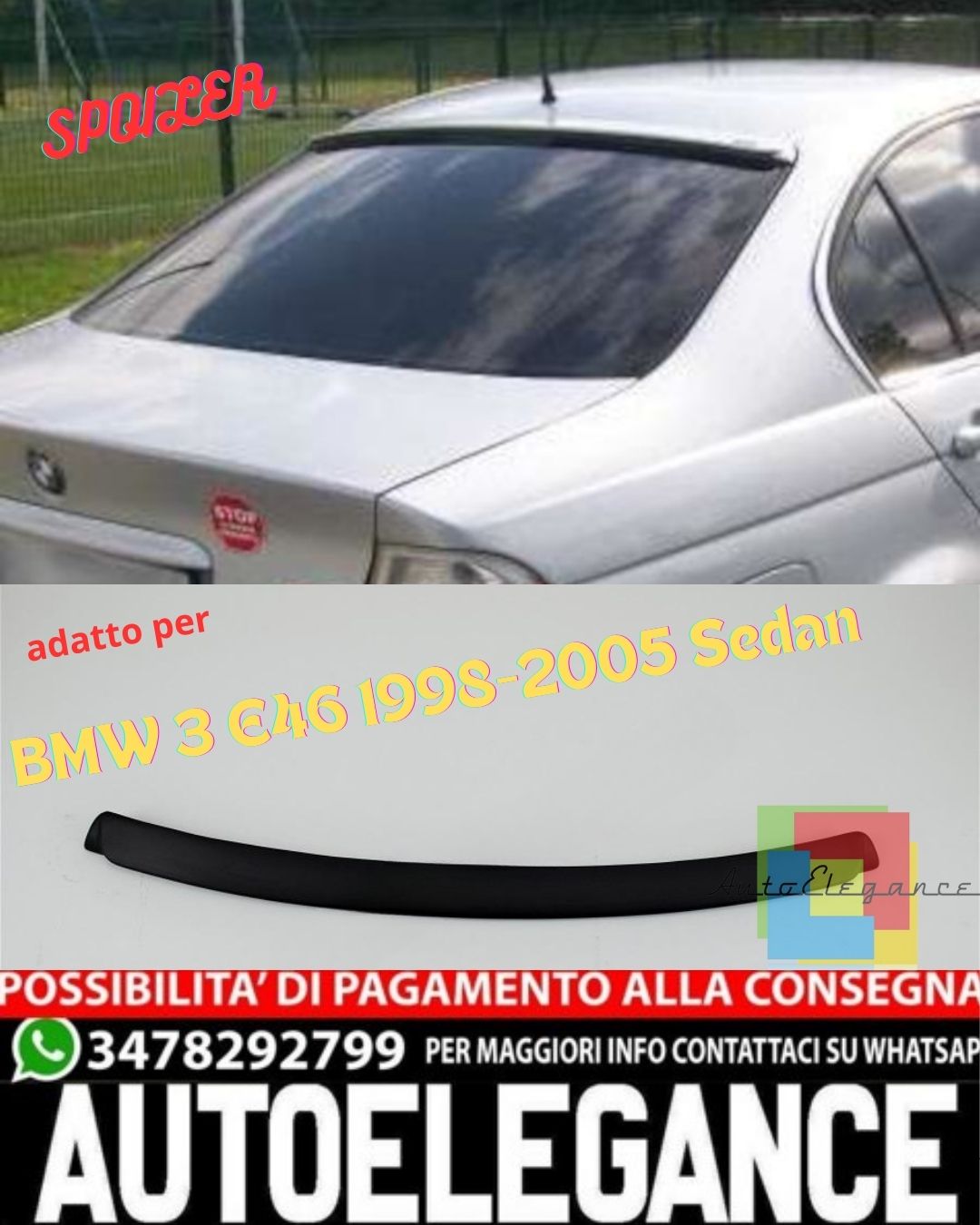 💎SPOILER SUITABLE FOR BMW 3 E46 1998-2005 Sedan💎