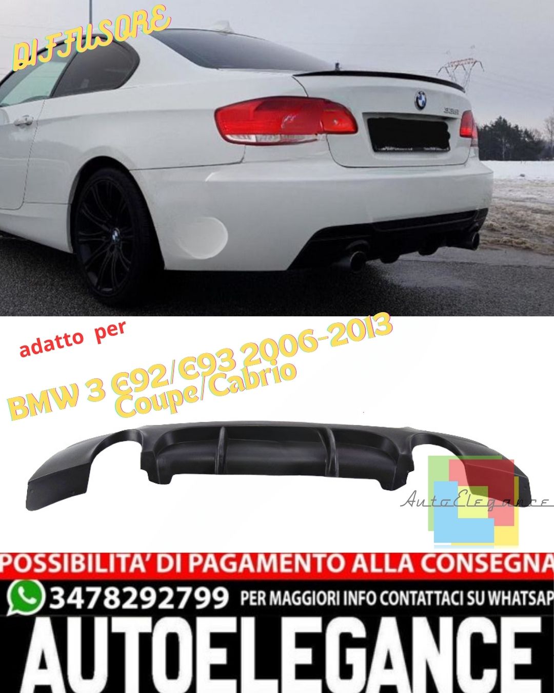 ✨DIFFUSER SUITABLE FOR BMW 3 E92/E93 2006-2013 Coupe/Cabrio✨