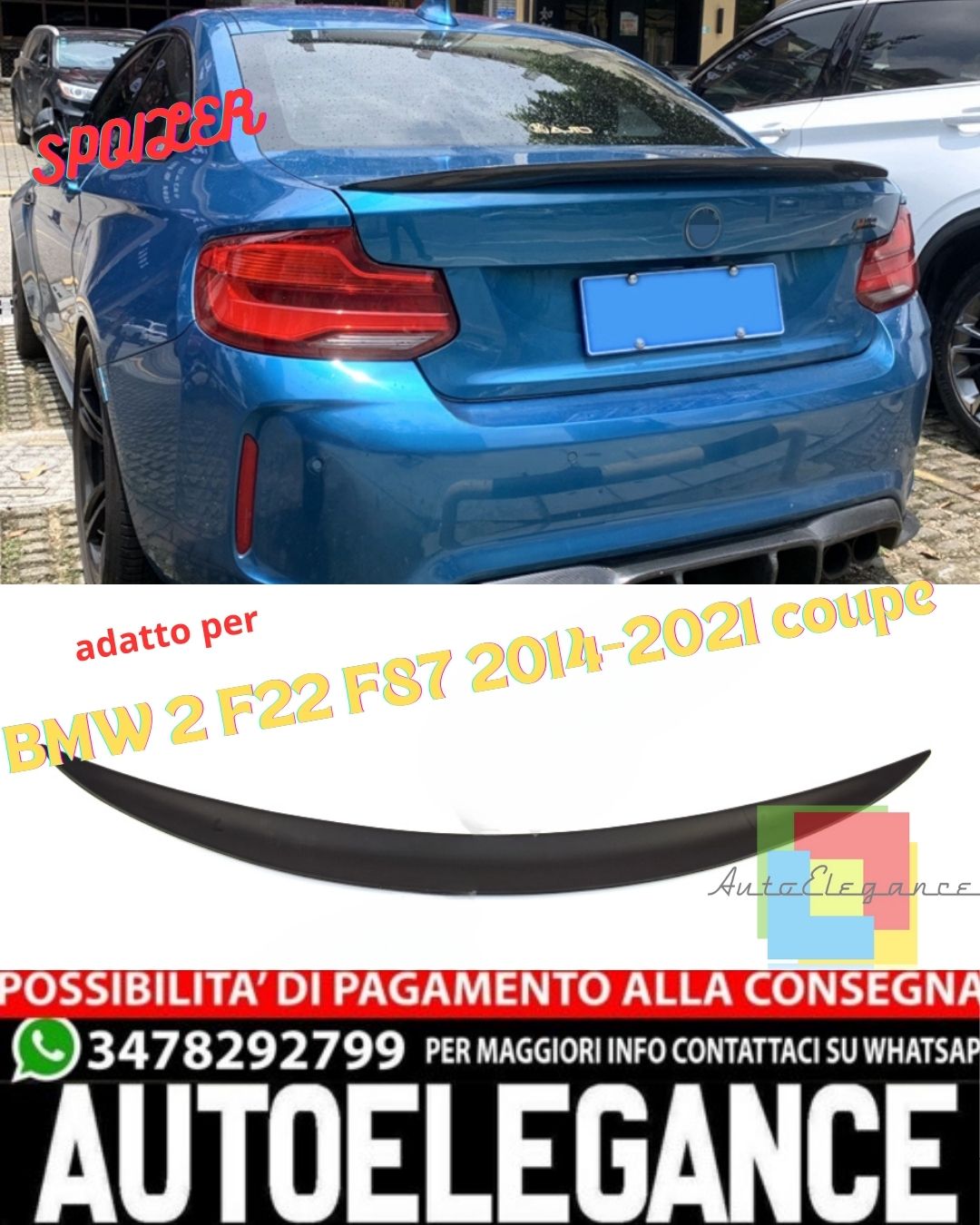 💎SPOILER ADATTO PER BMW 2 F22 F87 2014-2021 coupe (performance) 💎