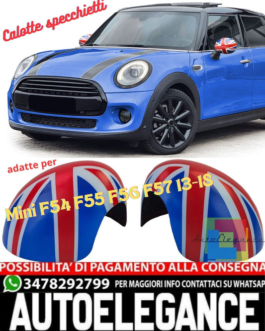 Union Jack Mirror Caps Blue White Red Suitable for Mini F54 F55 F56 F57 13-18