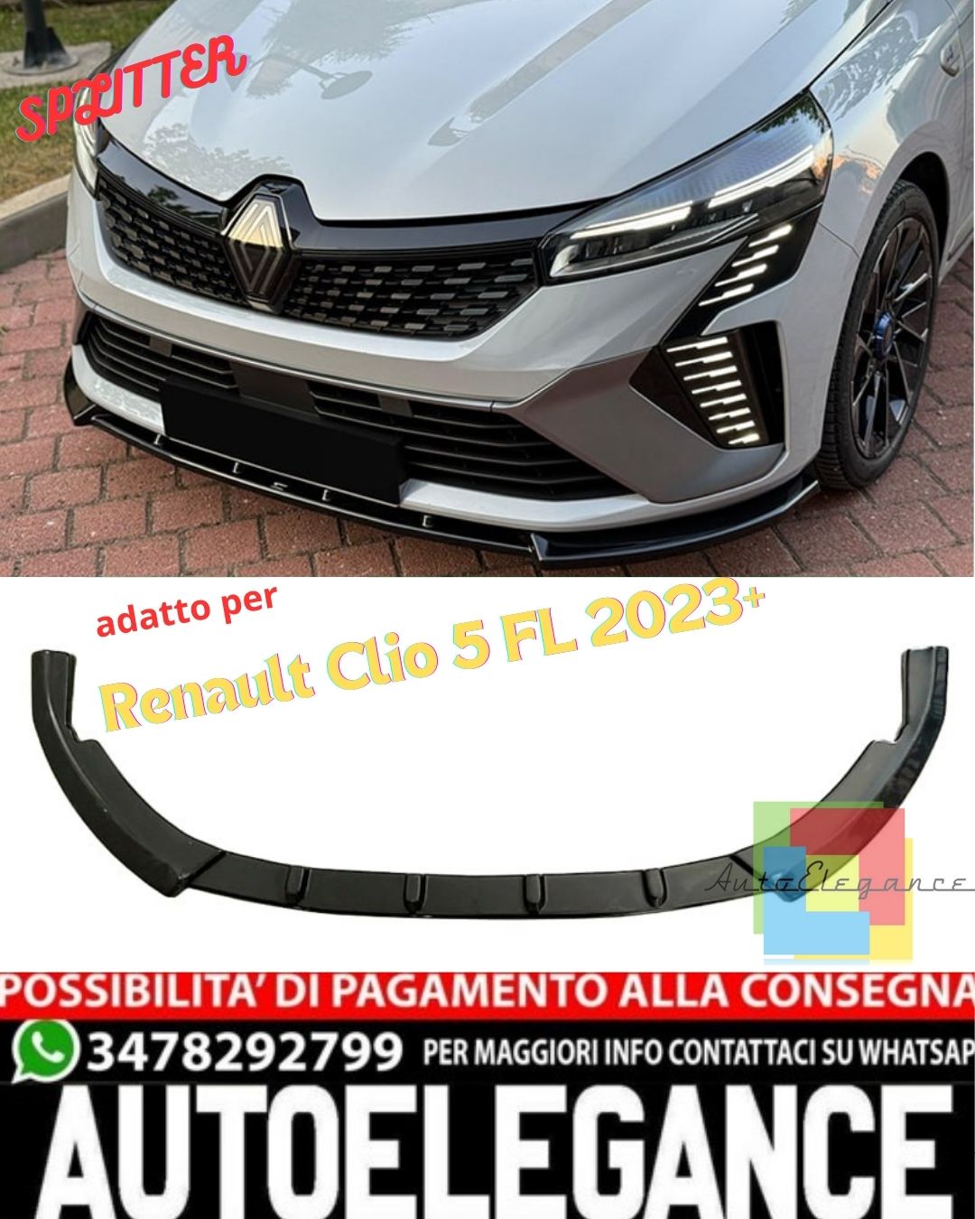 🔥Splitter anteriore A Plus+ Standard ADATTO PER Renault Clio 5 FL 2023+🔥