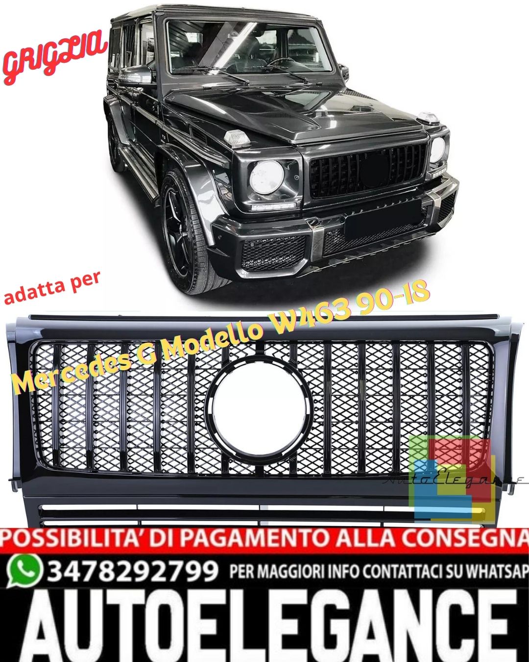 💎Black Gloss Sport Grille suitable for Mercedes G Model W463 90-18💎