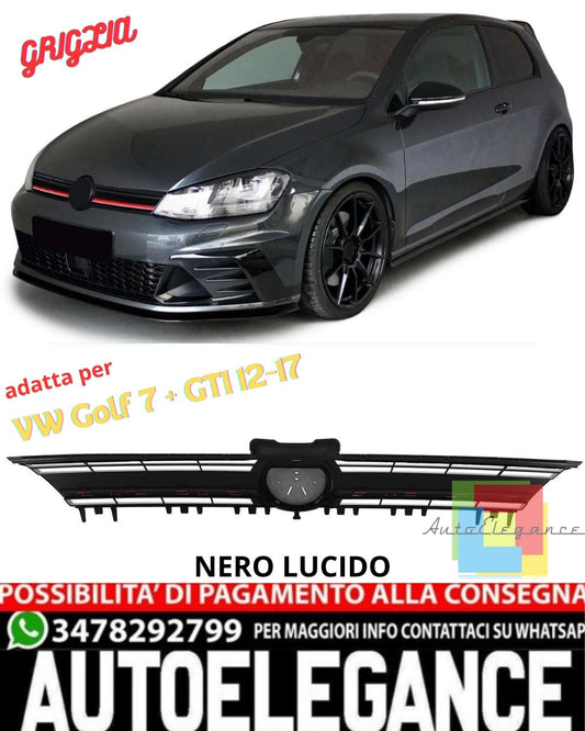 💎Performance Grille Gloss Black with Red Stripe for VW Golf 7 + GTI 12-17💎