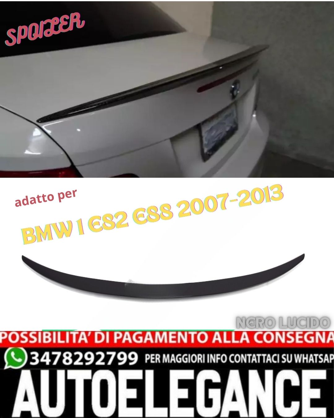 ✨ SPOILER NERO LUCIDO ADATTO PER BMW 1 E82 E88 2007-2011 Coupe Cabrio✨
