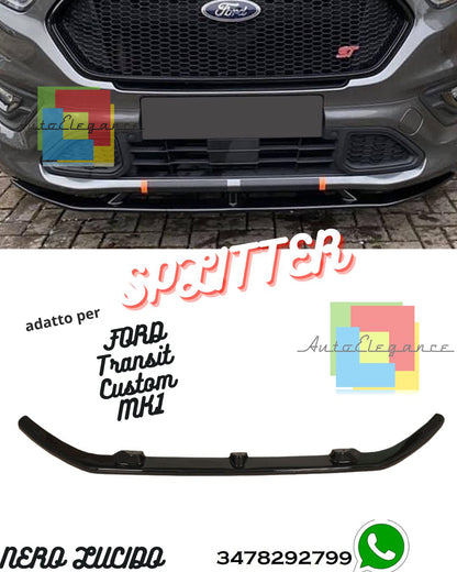 Splitter Anteriore FORD Transit Custom MK1-MK1 Facelift Sportline 2012+ Con ABE TÜV