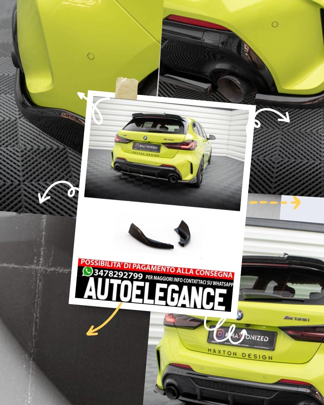 SPLITTER LATERALI POSTERIORI ADATTO PER  V.12 BMW 1 M-PACK / M135I F40  (2019 - )
