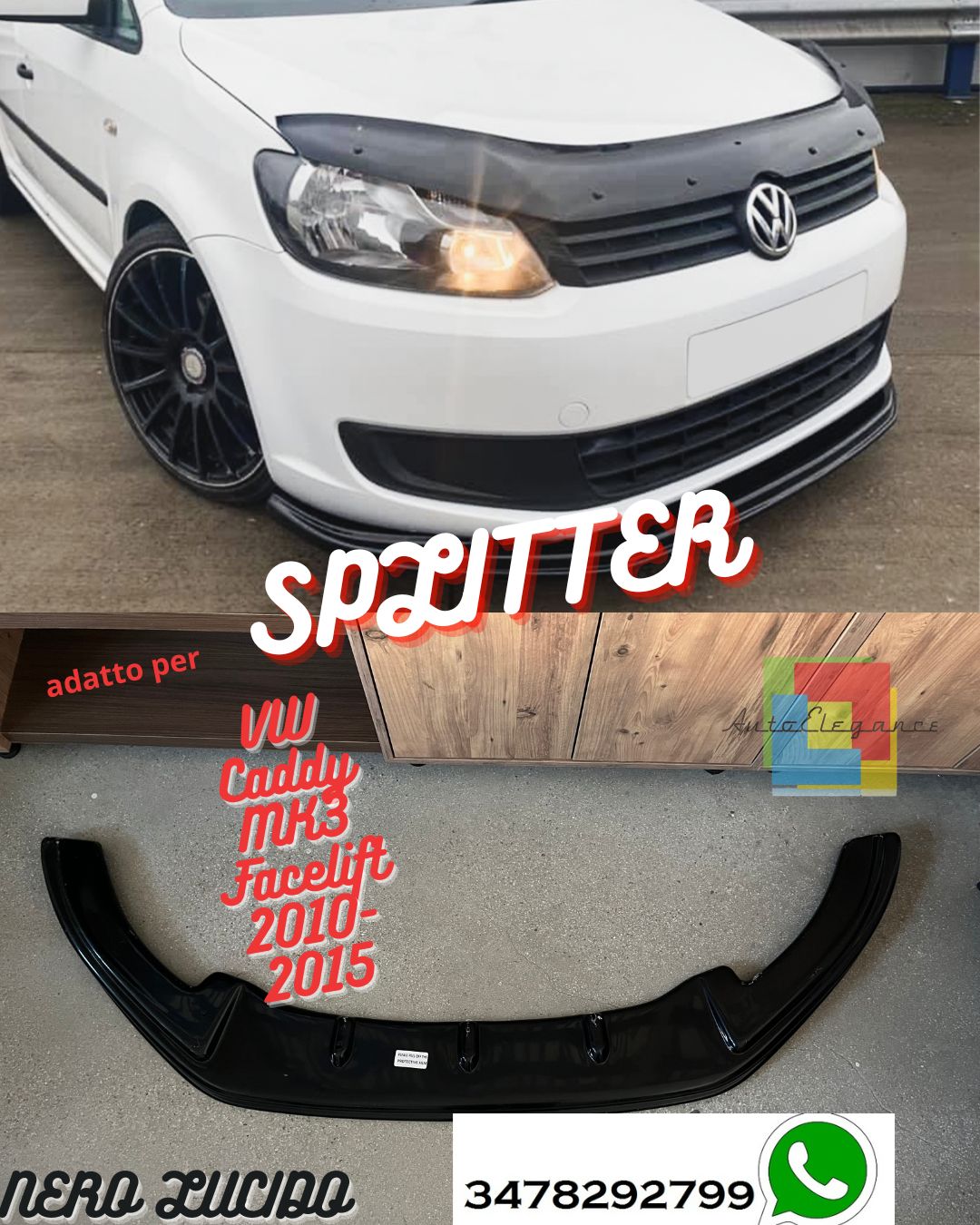 Front Splitter VOLKSWAGEN Caddy MK3 Facelift 2010-2015 With TÜV ABE 