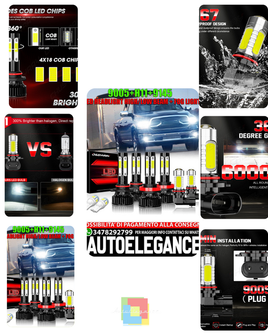 Faro a LED + lampadine fendinebbia per 2009 2010 2011 2012 Dodge ram 1500 2500