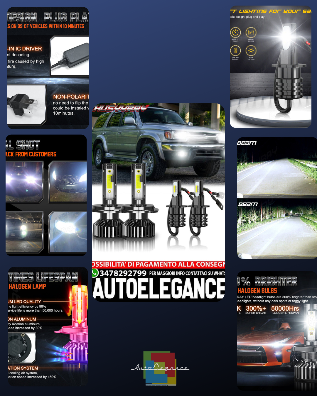 For Nissan Pathfinder2001-2004 6000KLED Headlight+Fog Light Bulbs Combo4pcs 