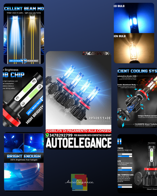 4Pcs For PontiacG6 2005-2010H9+H11 LED Headlight Bulbs Kit High Beam8000k 