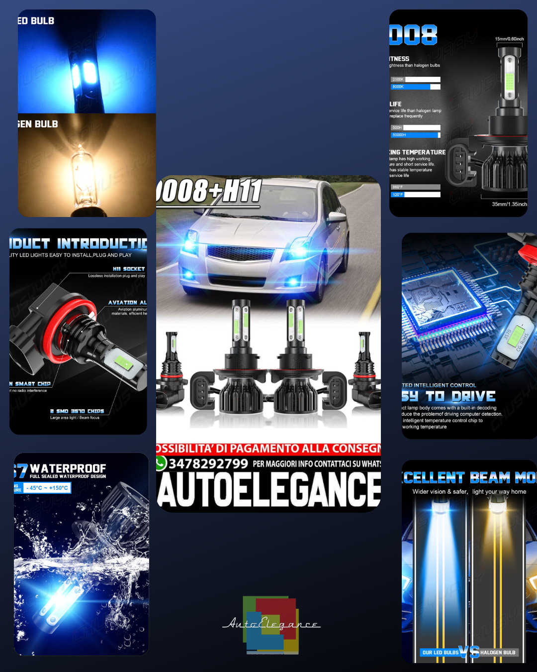 For Nissan Sentra2004-2012High/Low LED Headlight+Fog Light Bulbs Combo8000k 