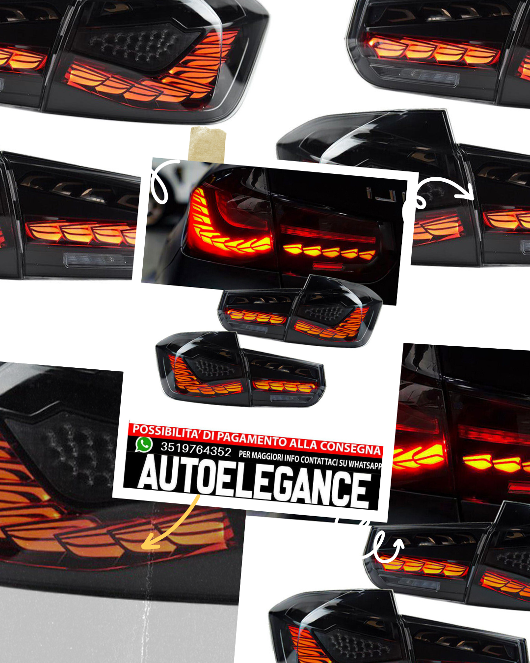 Luci dinamiche  OLED  posteriori nere adatte per BMW Serie 3 berlina F30 F80