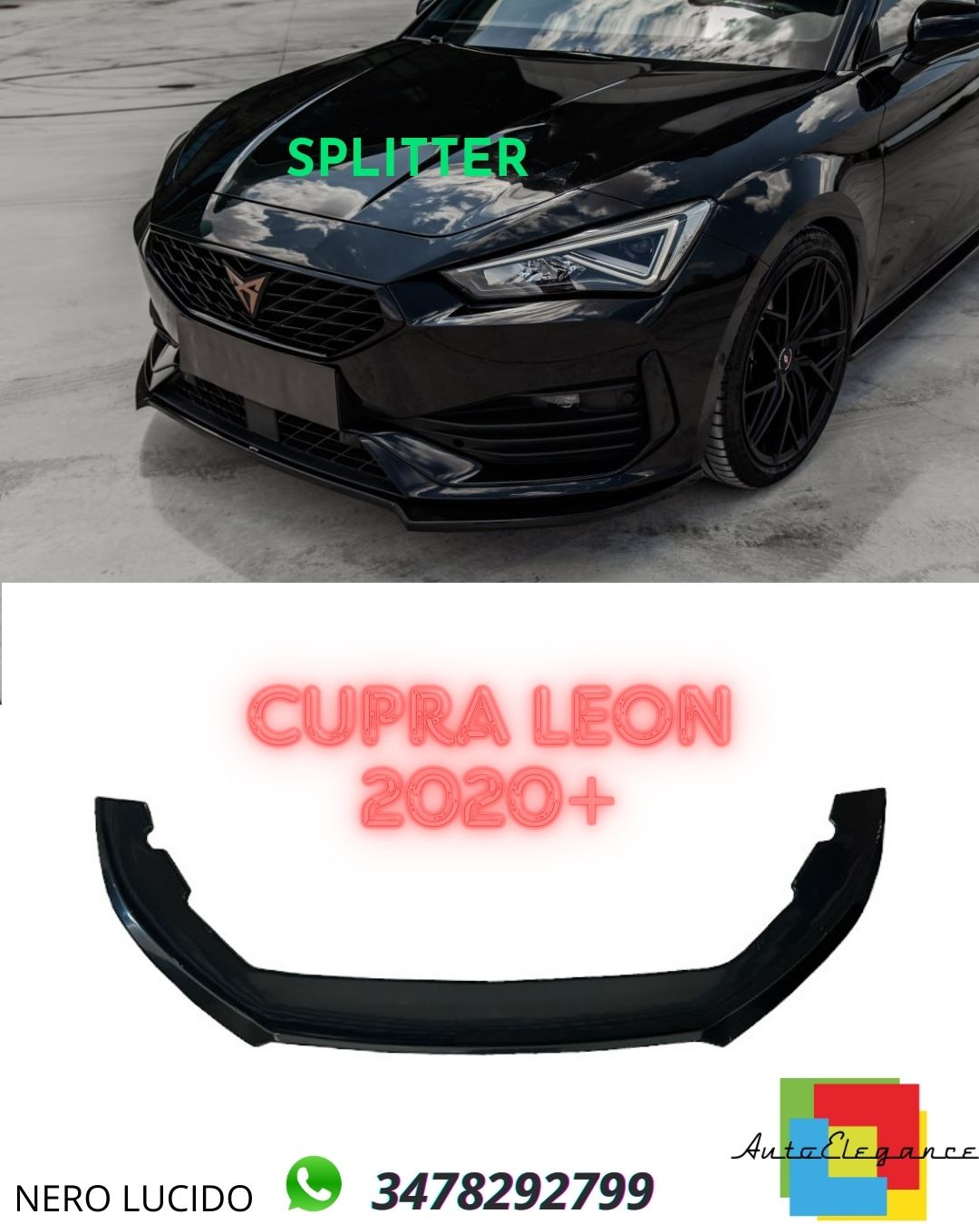 Splitter Anteriore COMPATIBILE PER CUPRA Leon 2020+ Versione 3 Senza ABE TÜV