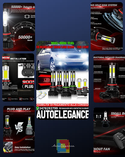 For Toyota Corolla 2005 2006 2007 2008 Hi/Lo Beam LED Headlight + Fog Light Bulbs 