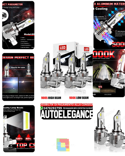 9005 + H11 LED Headlight Kit Combo Bulbs 6000k Low Beam High