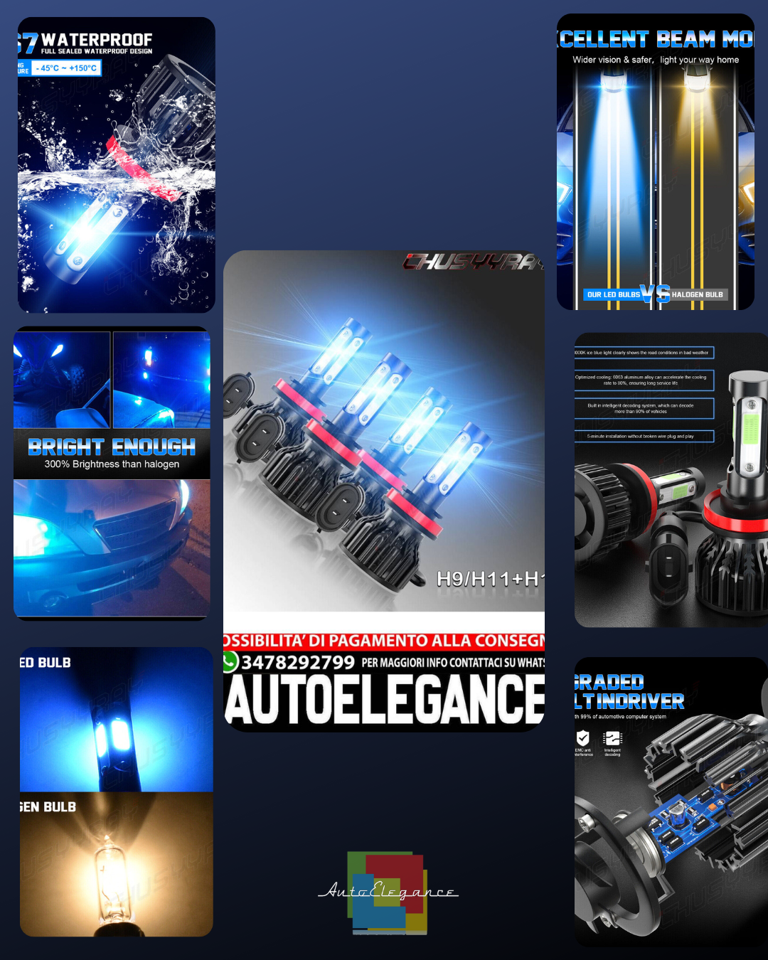 H11 + H11 Per Volvo S60 2005-2013 8000K LED Faro Abbagliante Alto Combo Kit