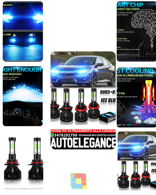 4x 9005 H11 LED Headlight Kit Bulb Combo 8000K Low Beam Super ICE BLUE