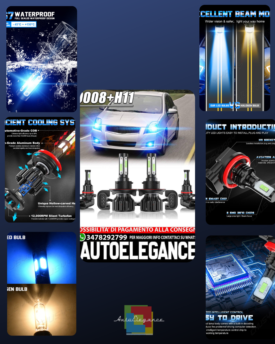 Per Nissan Sentra 2007 2008 2009 Faros LED Hi / Low+Kit de luces antiniebla
