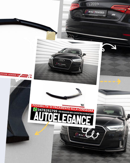 SPLITTER ANTERIORE V.2 adatto compatibile per AUDI A3 SPORTBACK 8V FACELIFT (2016 - 2020)