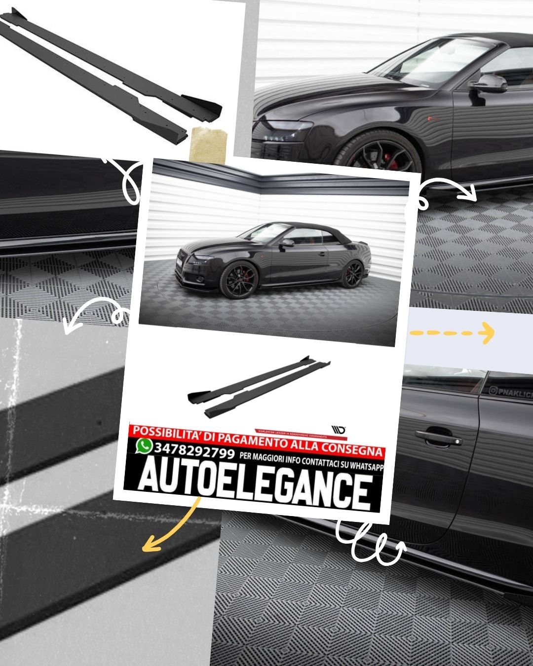 STREET PRO MINIGONNE LATERALI ADATTE COMPATIBILI PER AUDI A5 / A5 S-LINE / S5 COUPE / CABRIO 8T / 8T FACELIFT