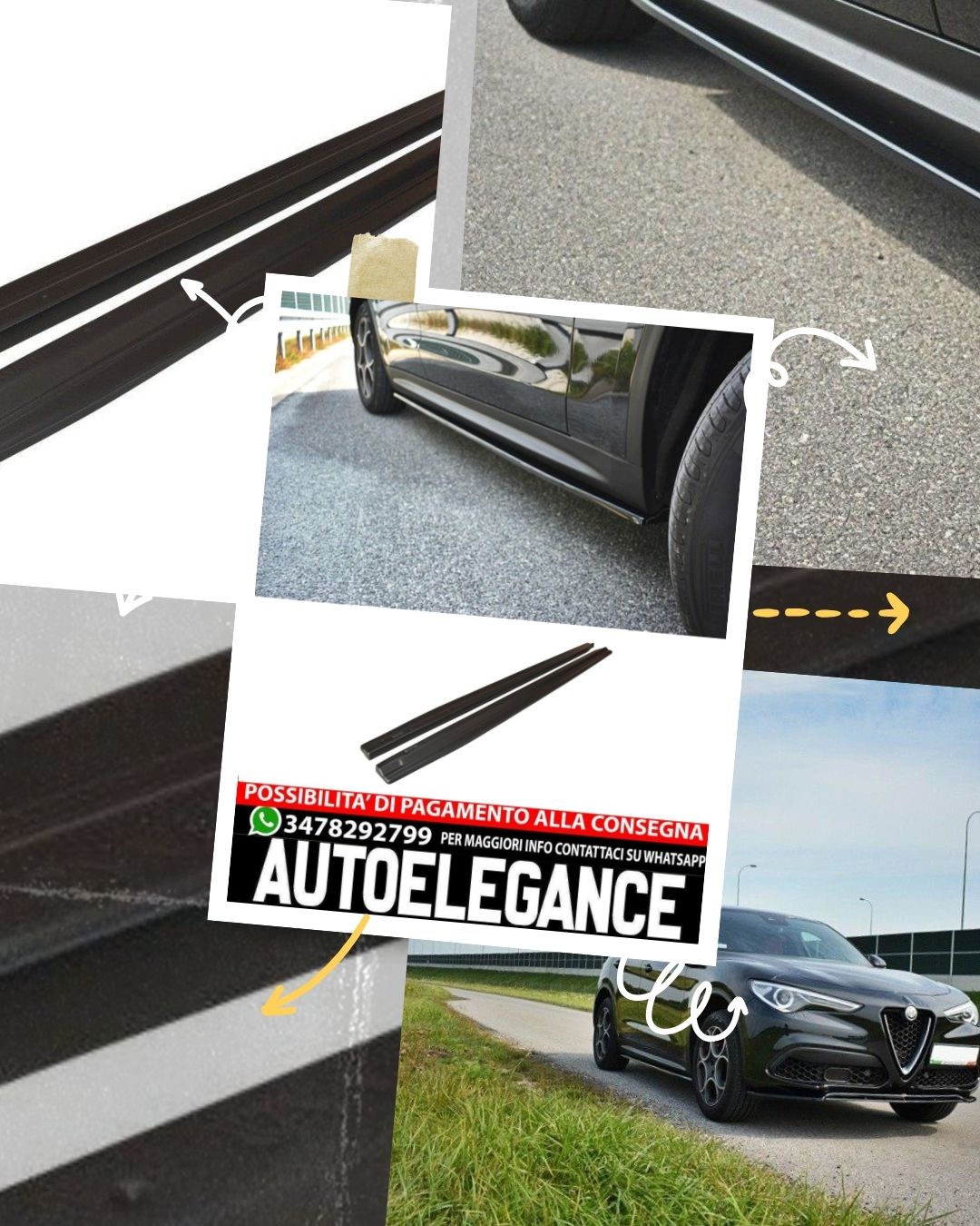 MINIGONNE LATERALI ADATTE PER ALFA ROMEO STELVIO 2016 - 2020