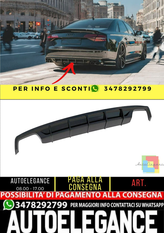 ✨DIFFUSORE nero lucido ABS posteriore per Audi S8 D4 lifting 2015-2017✨