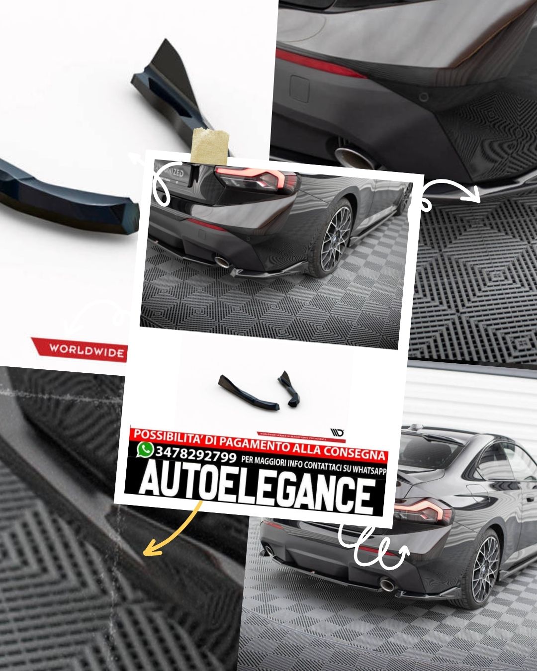 SPLITTER LATERALI POSTERIORI V.2 ADATTO PER  BMW 2 COUPE G42  (2021 - )