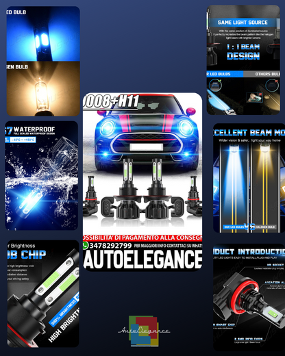 For Mini Cooper High/Low Beam 2009 2010-2017 LED Headlight Kit+Fog Light 