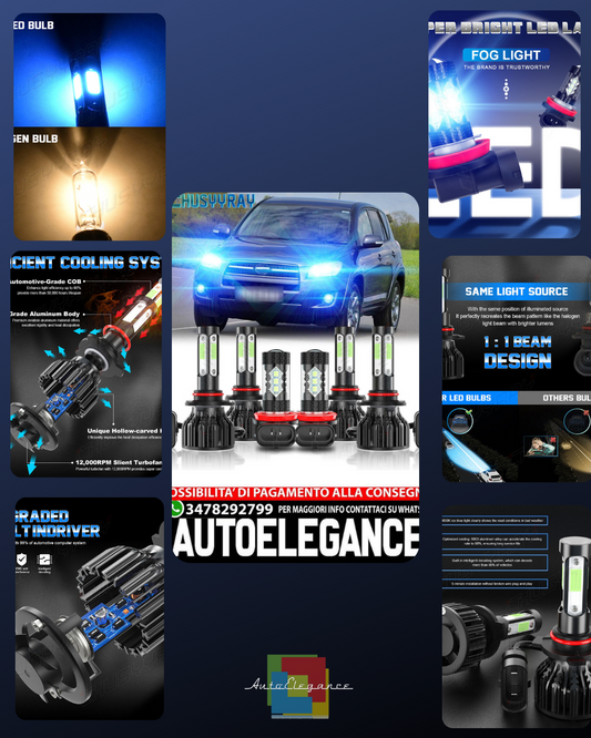 For Toyota RAV4 2006-2012 8000K Ice Blue LED Headlight Fog Light Bulbs Kit Combo 