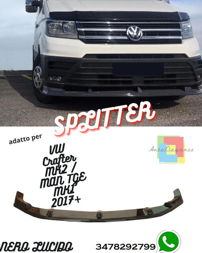 🔝Splitter Anteriore 💫VOLKSWAGEN Crafter MK2 / MAN TGE MK1 Prefacelift 2017+🔝