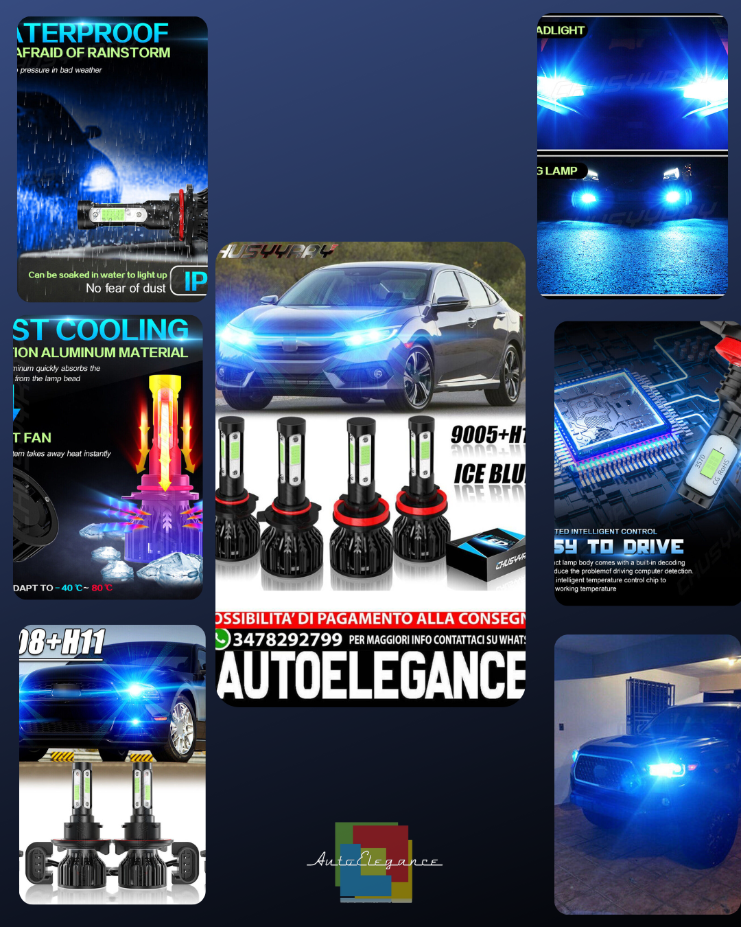 For Honda Accord 2008-2017 4X ICE BLUE LED Headlight High Beam Bulbs KIT 