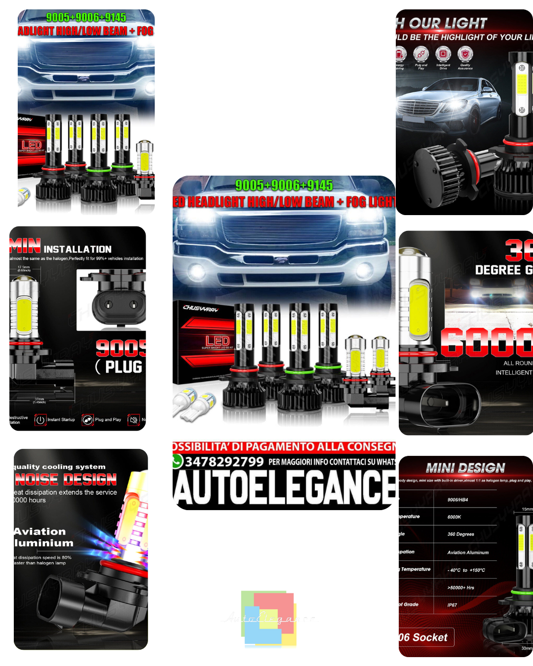 Per GMC Sierra 1500 2003-2006 -6x 6000K LED Lampadine Combo Fari + Fendinebbia