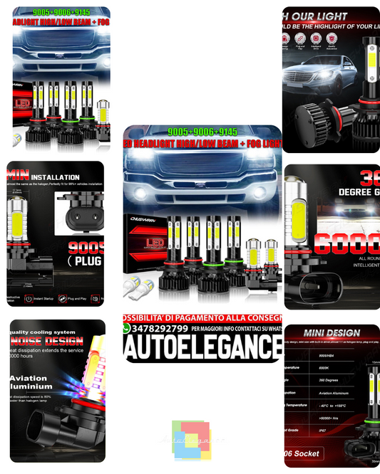 For GMC Sierra 1500 2003-2006 -6x 6000K LED Headlight + Fog Light Combo Bulbs 