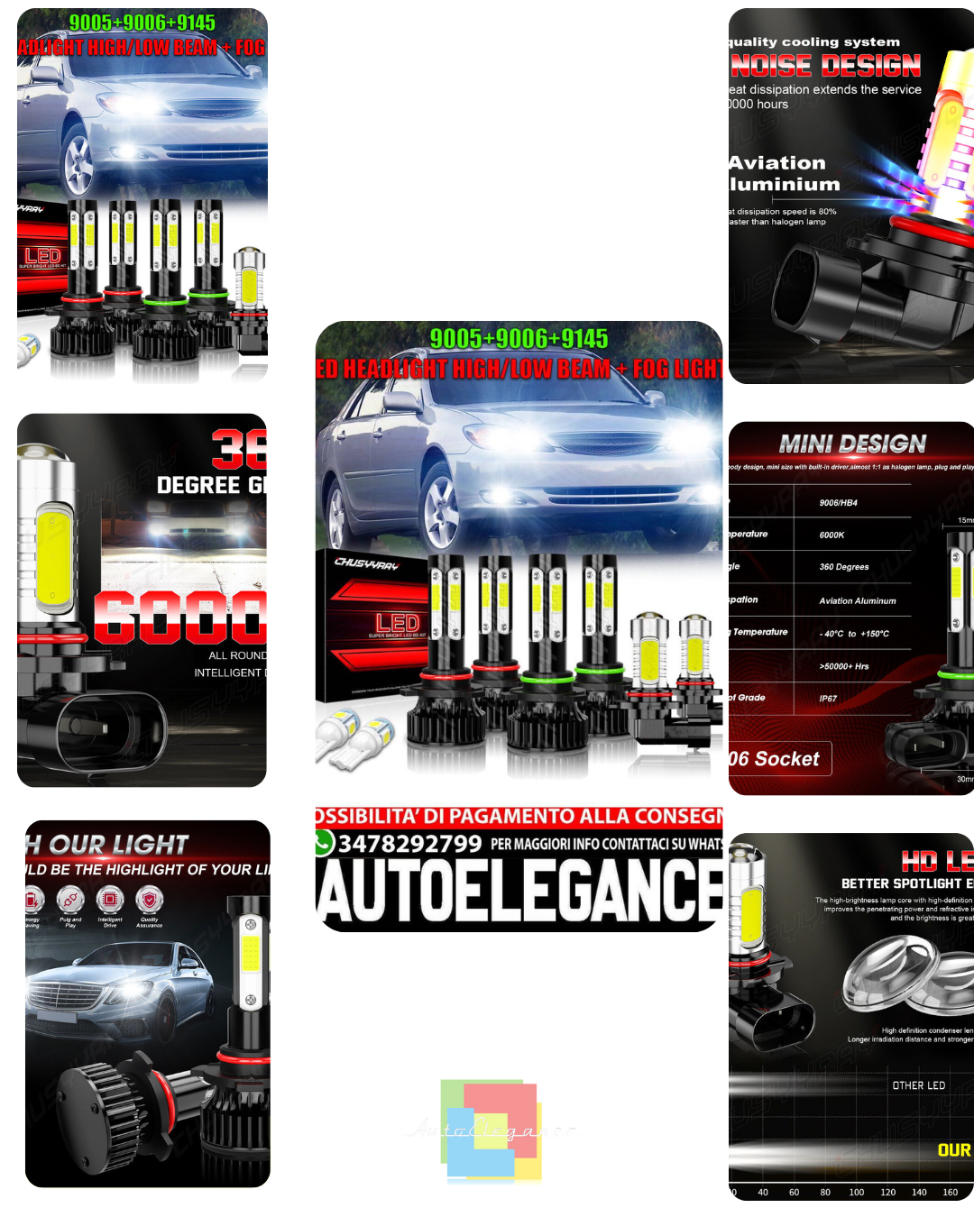 Para Per Toyota Sienna 2006-2008 2009 Faros LED Hi / Lo +Kit de luces antiniebla