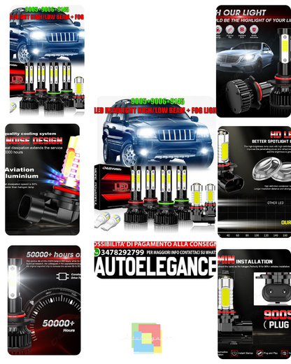 For Jeep Grand Cherokee 2005-2010 -6x 6000K LED Headlights Bulbs + Fog Lights Kit 