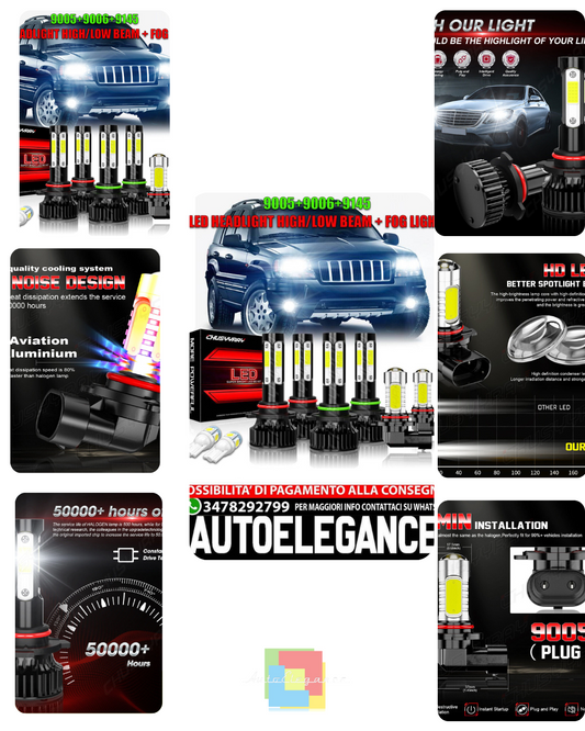 For Jeep Grand Cherokee 2005-2010 -6x 6000K LED Headlights Bulbs + Fog Lights Kit 